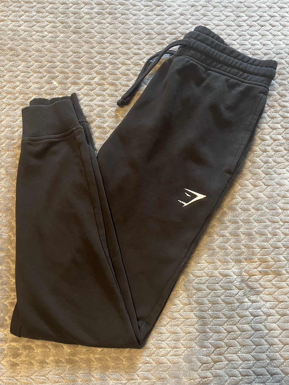 Gymshark Black Jogger Sweatpants with White Logo Tag